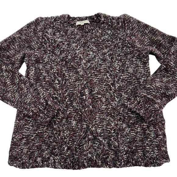 Madewell Sweater Womens Small Purple Marled Firelight Cable Knit Side Slit - Picture 2 of 10